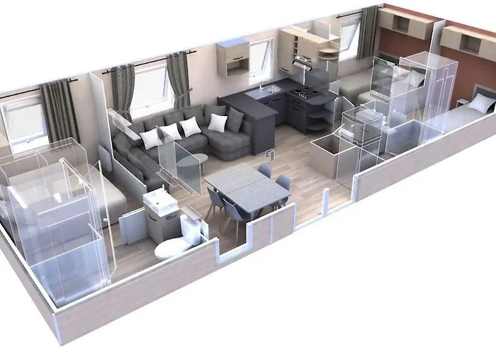 Mobil Home 3 Chambres 2 Salles De Bains Au Camping 4 Etoiles Mh276 Aux Charmettes
